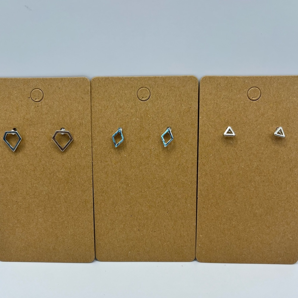 Different shaped silver stud earrings